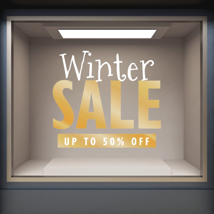 Αυτοκόλλητο Βιτρίνας Winter Sale Gold